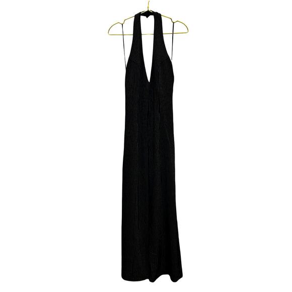 Et Clet – Pinstripe Halter Jumpsuit – Black – Size Small - Picture 1 of 4
